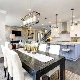 view of dining room and kitchen in florida home